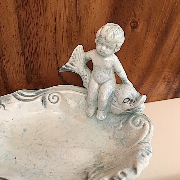 Vintage Other - VTG Porcelain Baby and GoldfishTrinket /Soap Dish